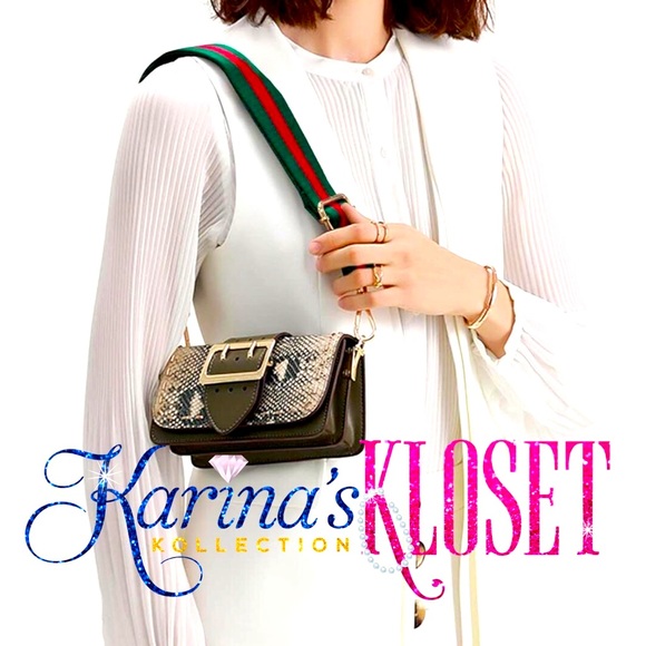 🎀 Green & Red Crossbody Strap 🎀 Unbranded Purse Strap with Gold Hardware 🛍 - Picture 1 of 3